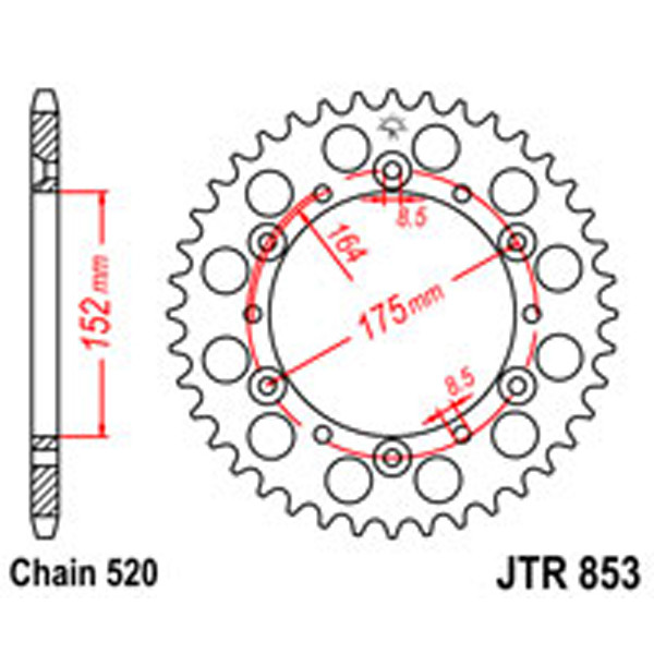 JT JT Rear Sprockets R/W 853-47 (856)